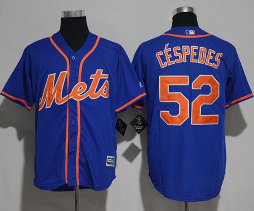 Mets #52 Yoenis Cespedes Blue New Cool Base Alternate Home Stitched MLB Jersey - Click Image to Close